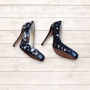 Badgley Mischka Black Sequin Heels
